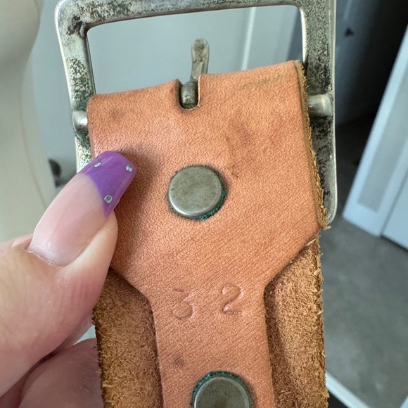 Calleen Cordero Studded Leather Brass Belt Sz 32 - Picture 2 of 5